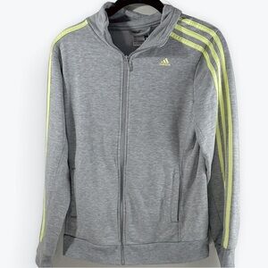 Adidas grey neon green striped athletic full zip jacket Size Small sweatshirt